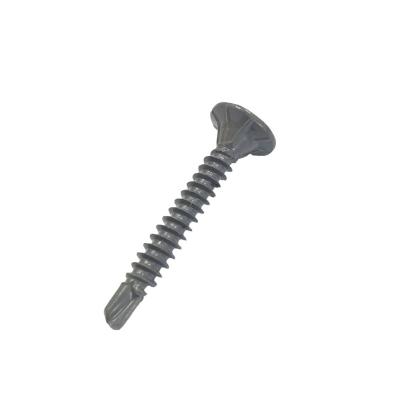 China Flat Factory Price and Good Quality Steel with Phill Drive Flat Head Self-Drilling Screws with 4 Seeds Under Dacromet Head for sale