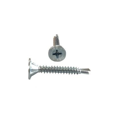 China Phill Flat Head Self Drilling Flat Screw with 4 Seeds Under Head, Galvanized Self Drilling Screw for sale