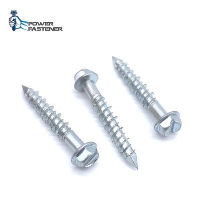 China Concrete HEX Washer Head Self Tapping Screw Masonry Screws With Hi-Low Threads Plain / Ruspert Dacrotized Blue Finishes for sale