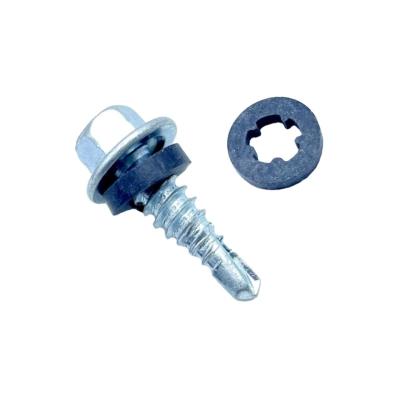 China HEX Factory Price And High Quality With Galvanized Hexagon Flange Head Self-drilling Screws With Gasket for sale