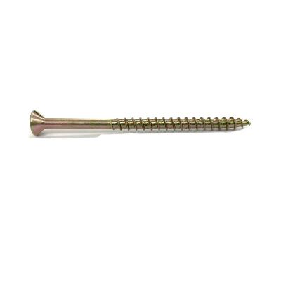 China Professional Manufacturer Square Drive Yellow Chipboard Galvanized Screw Flat With 6 Seeds Under Head for sale