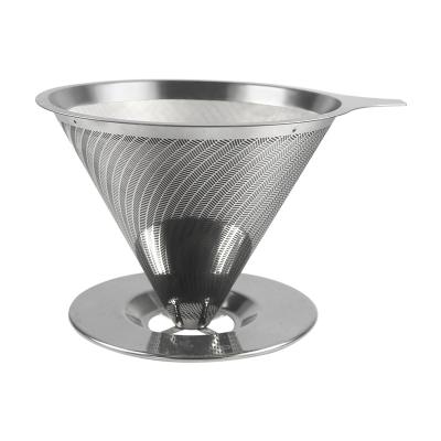 China 304 Stainless Steel Coffee Filter Quality Assurance Double Layer Fine Mesh Stainless Steel Spill Over Coffee Dripper for sale