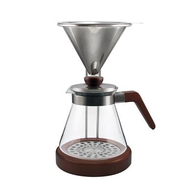 China Dripper Sets Included Dripper New Developed 600ml Pour Over Coffee Maker Set Wooden Coffee Filter for sale