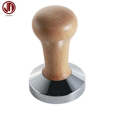 China Durable Wooden Handle Stainless Steel Espresso Coffee Tamper Press Tool With 54mm 58mm 58.5mm Flat Base for sale