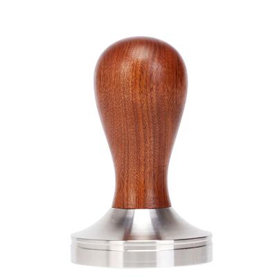 China Sustainable Wooden Bar Tool Coffee Tamper 53mm Handle Stainless Steel Coffee Powder Tamper for sale