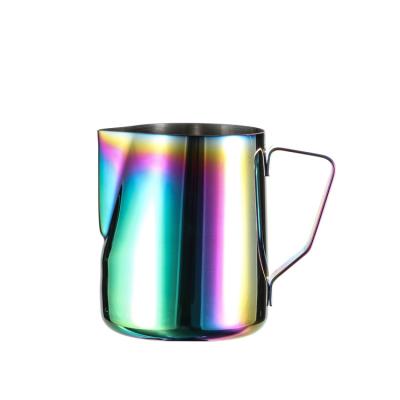 China Wholesale Minimalist Customize 350ml 600ml Stainless Steel Skimming Cup Latte Coffee Jug Jug Milk Pitcher Pointed Garland Mug for sale