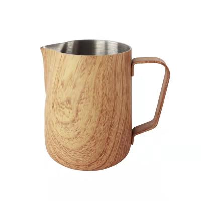 China New Arrival Best Selling Grain Milk Pot 304 Stainless Steel Wooden Milk Jug for sale