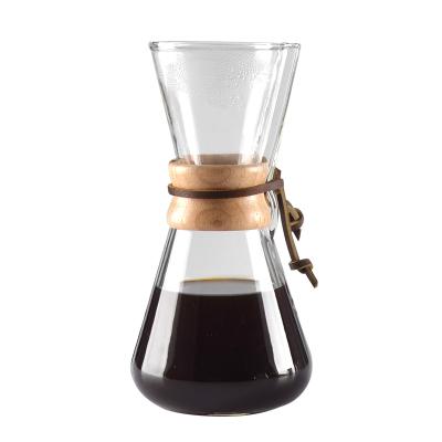 China Sustainable 600ml Glass Coffee Sets Handmade Glass Pour Over Coffee Maker Kettle Drip Pot for sale