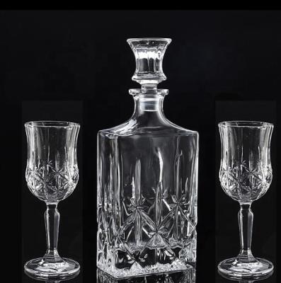 China Bohemia Crystal Glass Decanter Set High Quality Goblets Wine Decanter Stocked Lead Free Set for sale