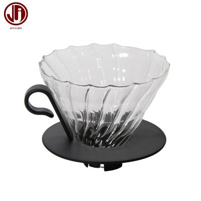 China Sustainable Glass Drip Coffee Maker Glass Pour Over Cone Coffee Filter Cup Portable Coffee Dripper for sale