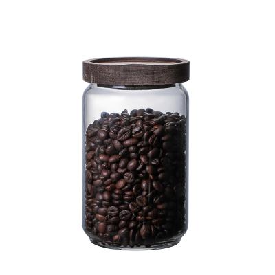 China With Lid Glass Sealed Jar Coffee Beans Flower Glass Tea Storage Container for sale