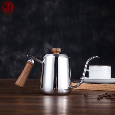 China WITH LID Swan Hand Wash Pot 304 Coffee Sprout Pot Long Mouth Narrow Wooden Handle Pot Handcrafted Stainless Steel Maker Drip Kettle for sale