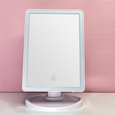 China 2021 New Arrivals Lighted Portable Square Vanity Mirror With Smart Touch Screen For Makeup Beauty Mirror for sale