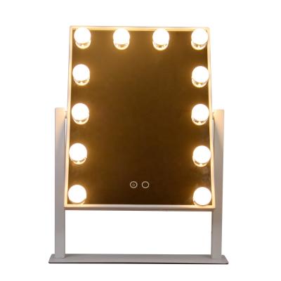 China Dimmer Lighted Smart Touch 12 LED Bulbs Makeup Mirror Hollywood Mirror With Bulbs for sale