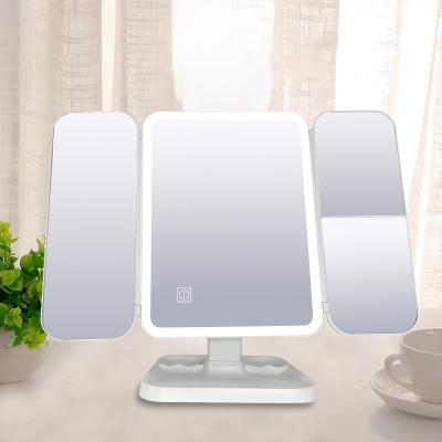 China Lighted Freely Rotate Foldable Cosmetic Mirror with 1X/2X/3X Magnify LED Lighted Vanity Makeup Mirror for sale