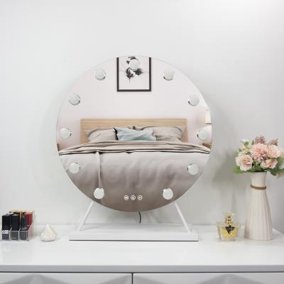 China New Design New Style Lighted Round Vanity Mirror Desk Mirror Led Bulbs Hollywood Makeup Mirror for sale