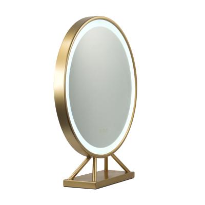 China Bedroom Beauty Lighted Makeup Round Hollywood Dressing Table Mirror With Led Strip Light for sale