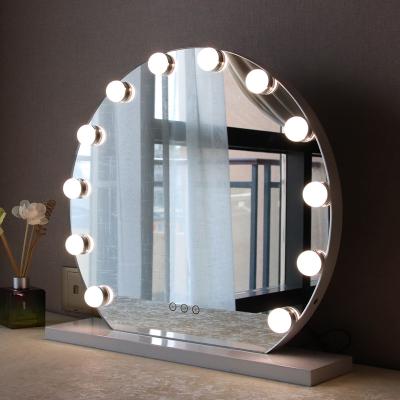 China Hollywood Vanity Mirror Round Mirror Two-color Led Illuminated Bath Makeup Mirror for sale