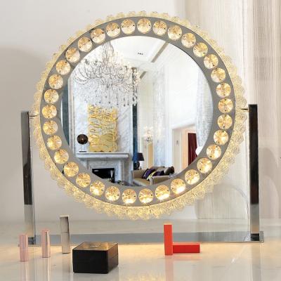 China Crystal Hollywood Mirror Touch Control Lighted With Lights Led Makeup Vanity Mirror for sale