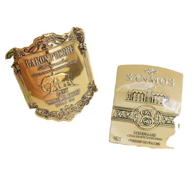 China High Quality Waterproof Self Adhesive Embossed Metal Wine Label For Wine Packaging for sale