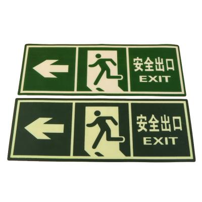 China Luminous PVC/PP/PS Factory Price Glow In The Dark Emergency Exit Sign for sale