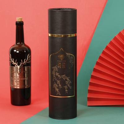 China Recycled Materials Custom Recycled Printed Creative Round Coated Paper Craft Paper Tubes Packaging For Wine Liquor Package for sale