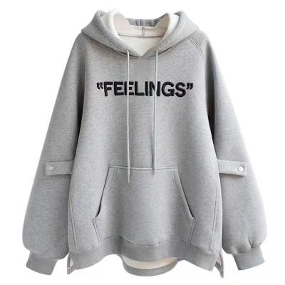 China Wholesale Autumn Winter Anti-wrinkle Simple Loose Fleece Women's Oversized Letter Crewneck Pullover Hoodies Sweatshirts For Women for sale