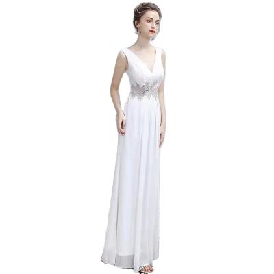 China Anti-Wrinkle Elegant Party Dress Custom Made Floor Length Backless Sleeveless Formal Ball Gown Long Ball Gowns White Women Even Dresses for sale