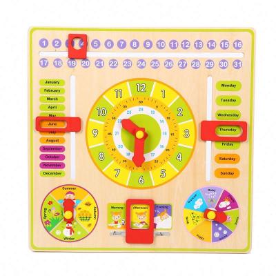 China Multi-function wooden diary learning digital clock calendar season weather board hanging puzzle for sale