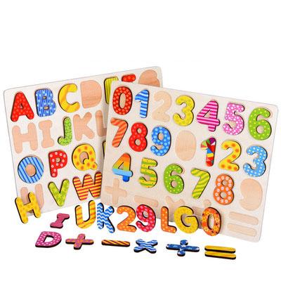 China Educational Toy High Quality Educational 3D Jigsaw Puzzle Toy Wooden Alphabet And Digit Puzzle For Children for sale