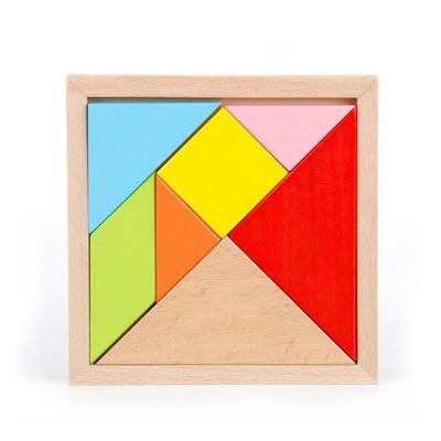 China Wholesale Children Educational Colorful DIY Wooden Jigsaw Tangram Puzzle Toy For Kids for sale