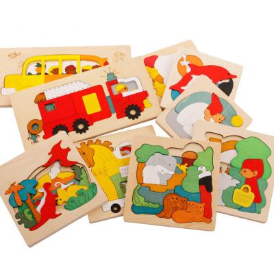 China Cheap Priced Educational Wooden Toy Montessori Jigsaw Puzzle For Toddlers Educational Animal Kids Traffic Jigsaw Puzzle for sale