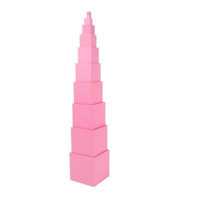 China The hot sale sensory pink tower wooden montessori wooden educational toy building block toys for children for sale