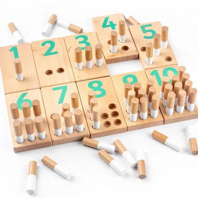 China hot sale wooden montessori toys math peg board material educational wooden stick counting number toy for kids for sale