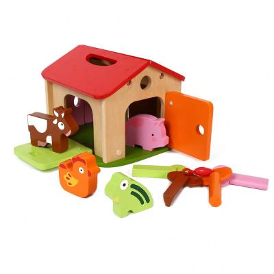 China Wholesale Wooden Style Wooden House Cartoon Toys Educational Children Toddler OEM Quality Colorful Animal Toys for sale