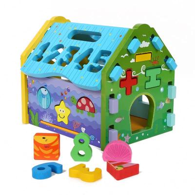 China High Quality Wooden Toys Children Set Wooden Shape Matching Educational DIY Toys Wisdom House for sale