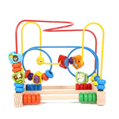 China 2020 High Quality Children Educational Colorful Activity Wire Bead Maze Wooden Animal Toys for sale