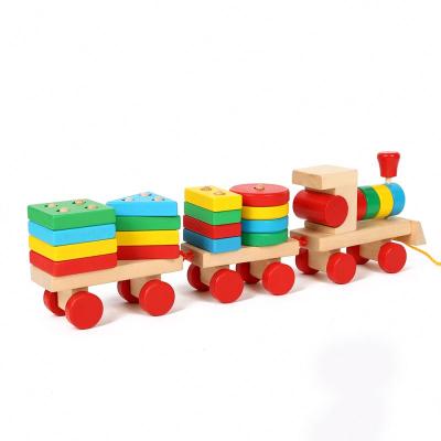 China Wooden Train for Baby Action Ability Practicing Promotional Wholesale Pull and Push Train Wooden Kids Educational Toy Toy for sale