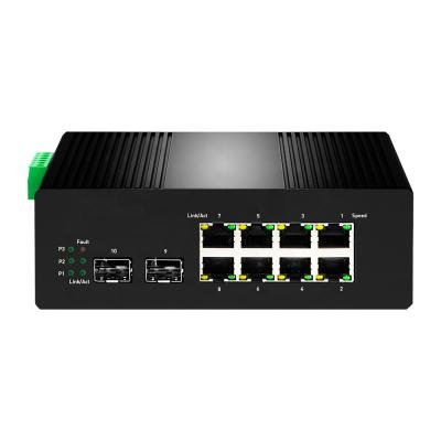 China POE 10 Ports Industrial Gigabit Easy Smart Managed PoE Switch includes 8 x 1000M PoE + 2 x 1000M SFP+ Uplink ports for sale