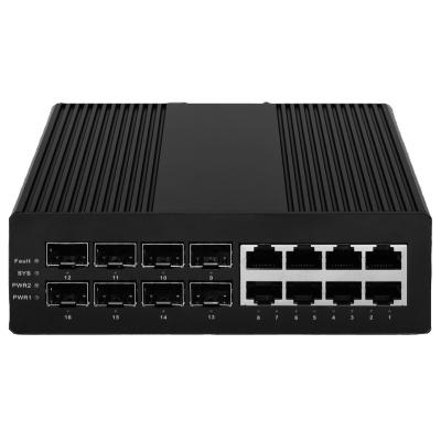 China LACP 16 Port 8GE RJ45 8GE SFP Industrial PoE Switch 32Gbps Din Rail / Wall Mounting for sale