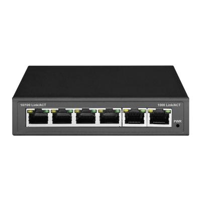 China LACP 6 *10/100/1000BASE-TX Gigabit RJ45 Ports Smart POE Switch With 4 PoE Ports CE FCC ROHS UKCA for sale