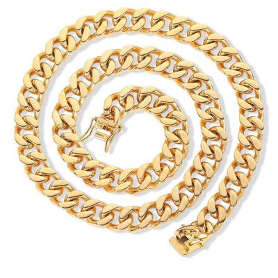 China Hot Selling 18K Gold Link Chain Hiphop Fashion Accessories Stainless Steel Cuban Cut Necklaces for sale