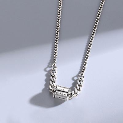 China Hot Sale 2021 High Quality 925 Hip Hop Niche Design Column Choker Vintage Matching Necklace Pendant Hot Silver Pendant for sale