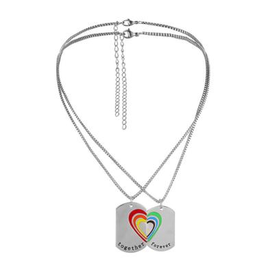 China Drip Punk Rainbow Hip Hop Pendant Necklaces High Quality New Product Pendant Necklace Titanium Steel Engraved Love Letter Pendant for sale