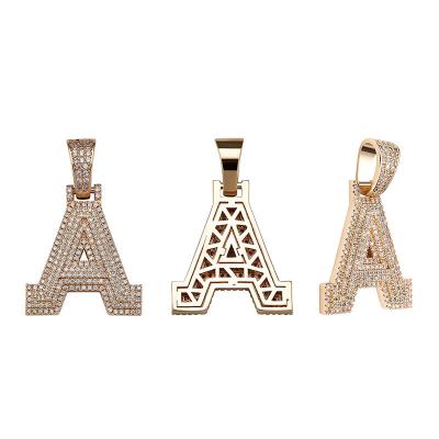 China Hiphop Full Of Zircon Letters 3d Hip Hop Pendants Necklaces Splicing Tide Optional Letter Collocation Pendant Chains for sale