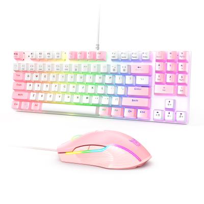 China Gaming Keyboard Pink Gaming Keyboard RGB Gamer Keyboard and Mouse Set Mechanical Wired Keyboard for sale