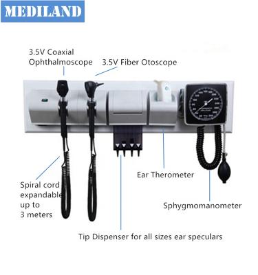 China Hot sale ML-1050 wall mount ENT products diagnostic set with 3.5V coaxial ophthalmoscope otoscope thermometer sphygmomanometer ML-1050 for sale