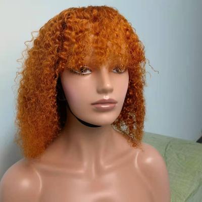 China Factory Wholesale Curly Curly Bob Wig Machine Made With Golden Color 350 Bangs Curly Brazilian Virgin Hair Wigs DHL DHL Bags Original PVC for sale