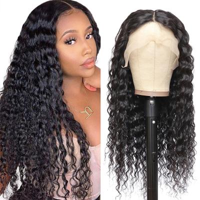 China Other Water Wave Pre Plucked Lace Frontal Wig For Black Women Brazilian Virgin Hair Unprocessed Human Hair Glueless Lace Wigs Hair Wig for sale