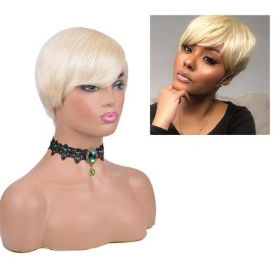 China Short 613 Silky Straight Real Wave Pixie Cut Wig For African American Women White Women Real Bob Wig Side Layered Curl Brazil Remy Wig for sale